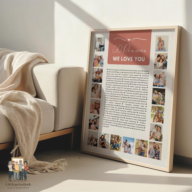 50 Reasons We Love You Custom Photo Collage, Why I Love You Picture