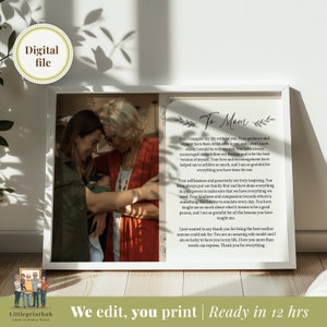 Regalo de agradecimiento a mamá, Regalo de madre del puente de su hija, Impresión enmarcada de regalo personalizada única, Nota especial para mamá para el Día de la Madre