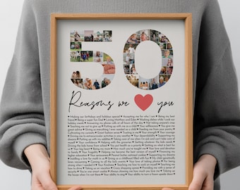 50 razones por las que te queremos: collage de fotos personalizado, regalo de cumpleaños para un amigo.