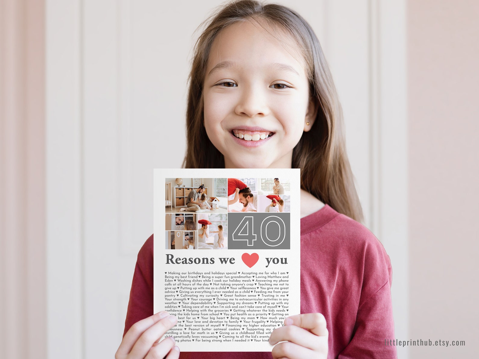 Custom 40 Reasons We Love You Photo Collage Dad's 40th Etsy