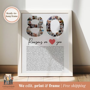 80 reasons we love you custom Photo Collage, Why I love you picture collage, Gift for Friend's 80th birthday, Personalized gift for in law