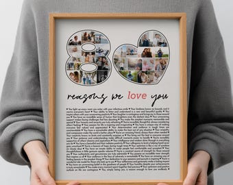 80 razones por las que te queremos. Archivo digital o impresión física, fotos y mensajes personalizados.