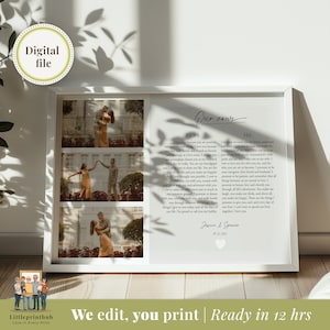 Votos de boda personalizados de novia a novio, collage de fotos de sus votos de boda, promesas personales para regalo de aniversario de cónyuge, impresión digital