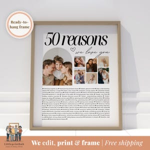 50 reasons we love you custom Photo Collage, Why I love you picture collage, Gift for Friend&#39;s 50th birthday, Fifty year anniversary gift