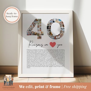 40 reasons we love you custom Photo Collage, Why I love you picture collage, Gift for Friend&#39;s 40th birthday, Forty year anniversary gift