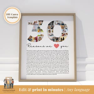30 Reasons we love you custom Photo Collage, Mom's 30th Birthday, 30 Things about Dad, Gift for Friend's 30th Bday, Editable Canva Template