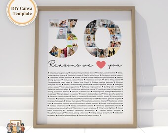 30 Reasons We Love You Photo Collage Template (Digital Download)