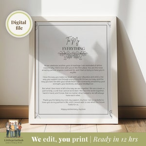Arte de parede com carta de amor personalizada, presente de aniversário personalizado para ela, ideia de presente de casamento para recém-casados, presentes românticos exclusivos, carta para esposa/marido