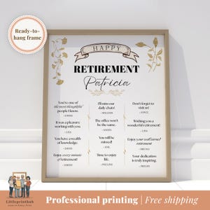 Regalo de jubilación personalizado, póster de despedida enmarcado, regalo de despedida de la oficina, póster personalizado de despedida de un compañero de trabajo, recuerdo de pared de jubilación