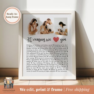 30 reasons we love you custom Photo Collage, Why I love you picture collage, Gift for Friend's 30th birthday, Thirty year anniversary gift