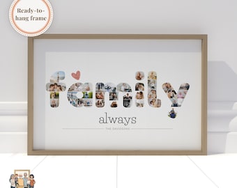 Collage de fotos familiar personalizado, marco listo para colgar, decoración de pared personalizada.