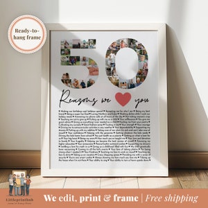 50 reasons we love you custom Photo Collage, Why I love you picture collage, Gift for Friend's 50th birthday, Fifty year anniversary gift