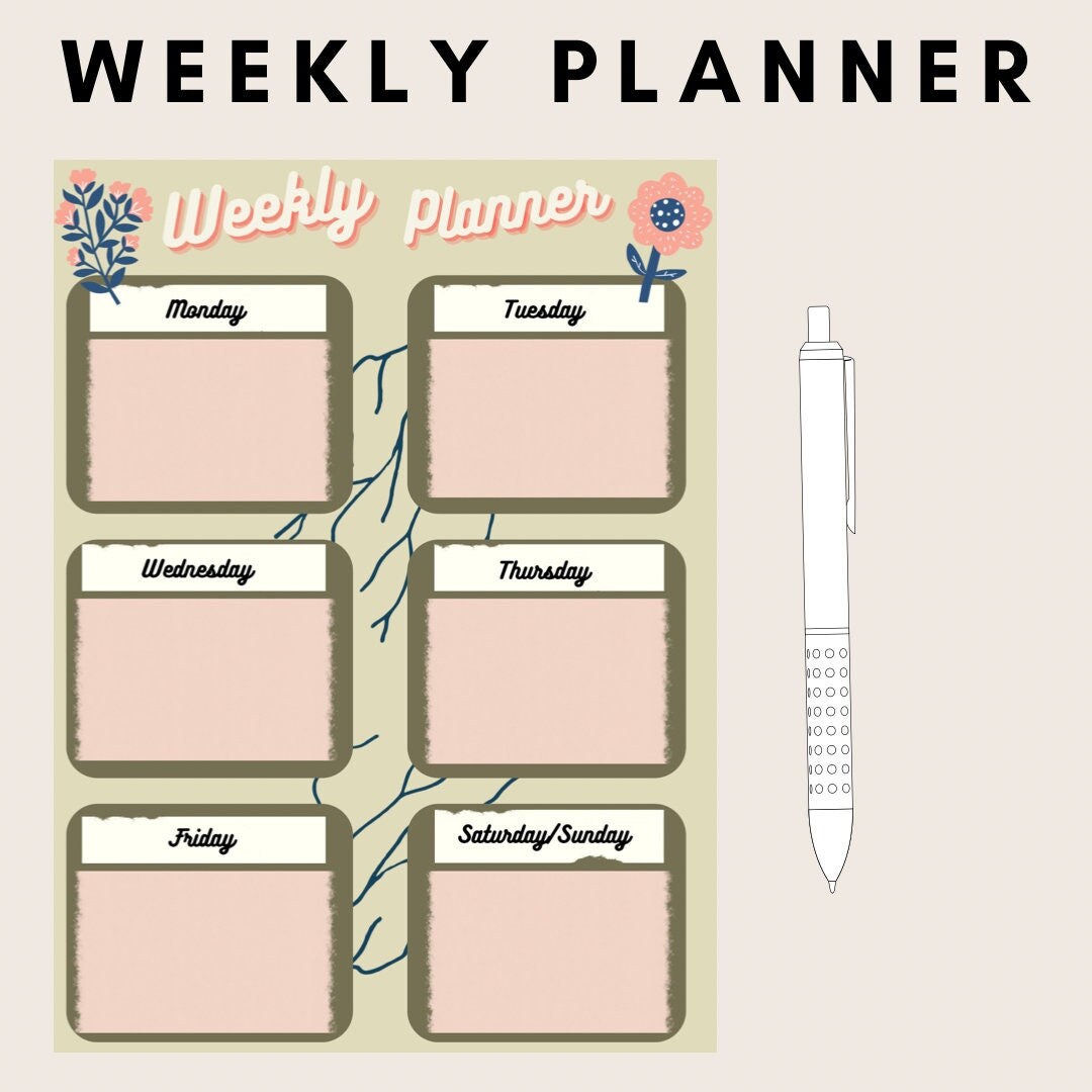 Weekly Planner Printable Digital Download - Etsy New Zealand