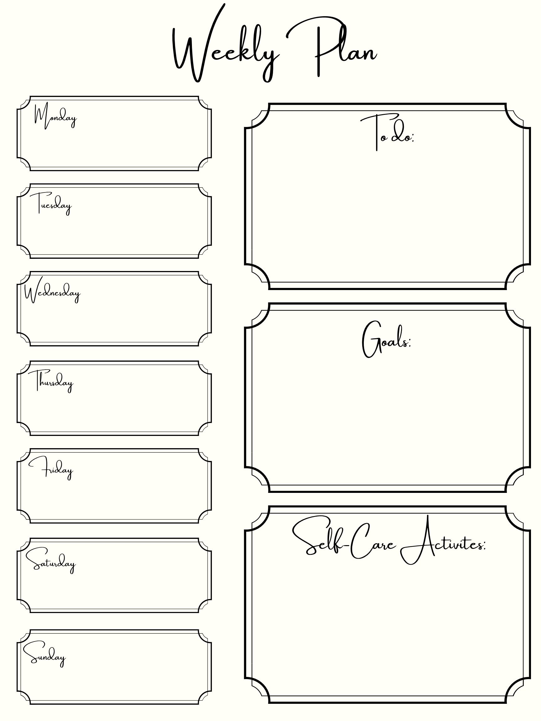 Weekly Plan Printable Digital Download Etsy