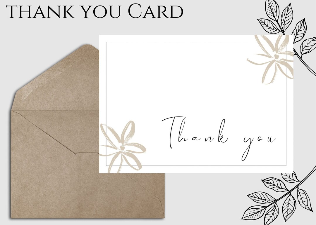 Thank You Card Printable Simple, Digital Download - Etsy