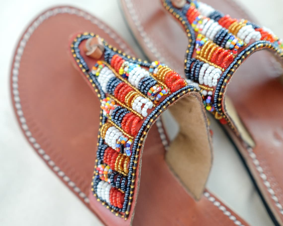 African Beaded Sandals, 100 Leather Sandals, Leather Sandals, Original