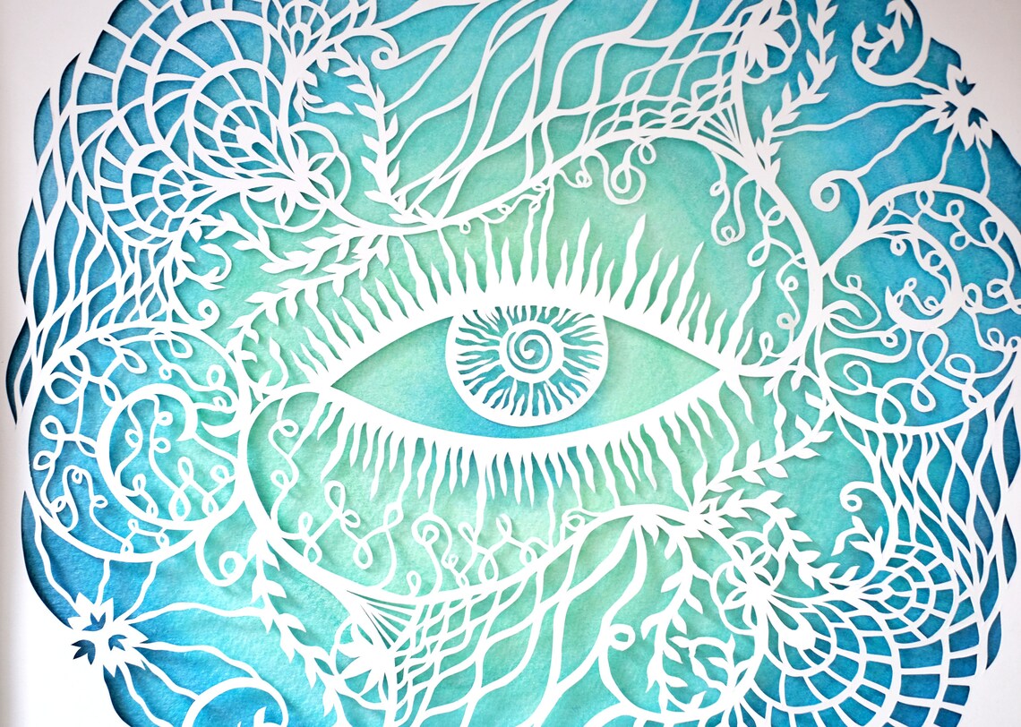 Paper Cut Art Eye Papercut Pattern Zen Art Wall Decor Etsy