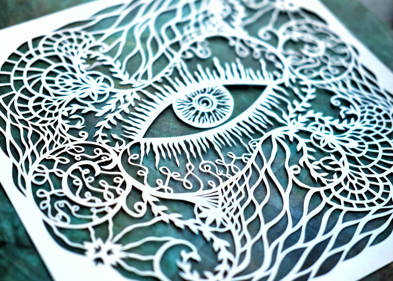 Paper cut art Eye papercut pattern zen art wall decor Etsy