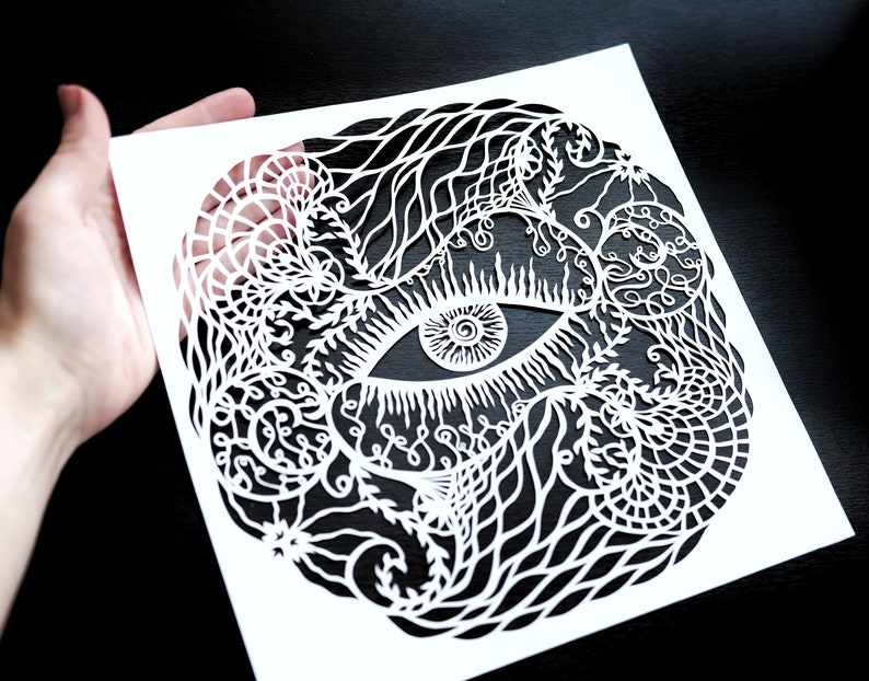 Paper Cut Art Eye Papercut Pattern Zen Art Wall Decor Etsy