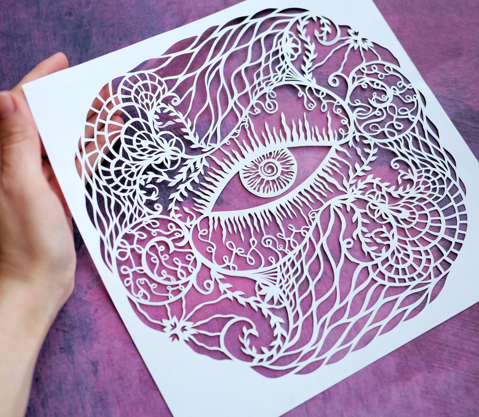 Paper Cut Art Eye Papercut Pattern Zen Art Wall Decor Etsy