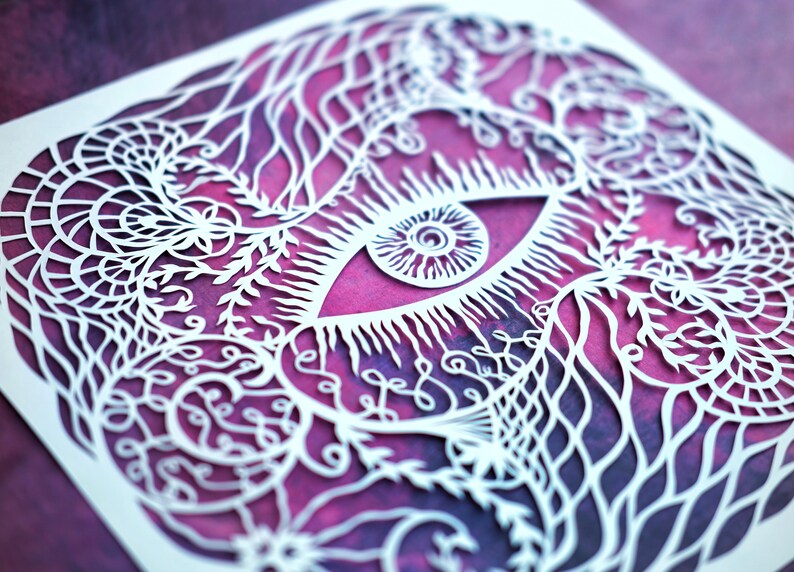 Paper cut art Eye papercut pattern zen art wall decor Etsy