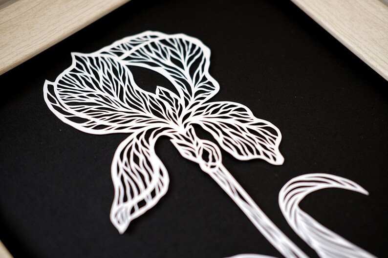 Paper Cut Art Iris Flower Hand Cut Paper Art Flower Floral Etsy