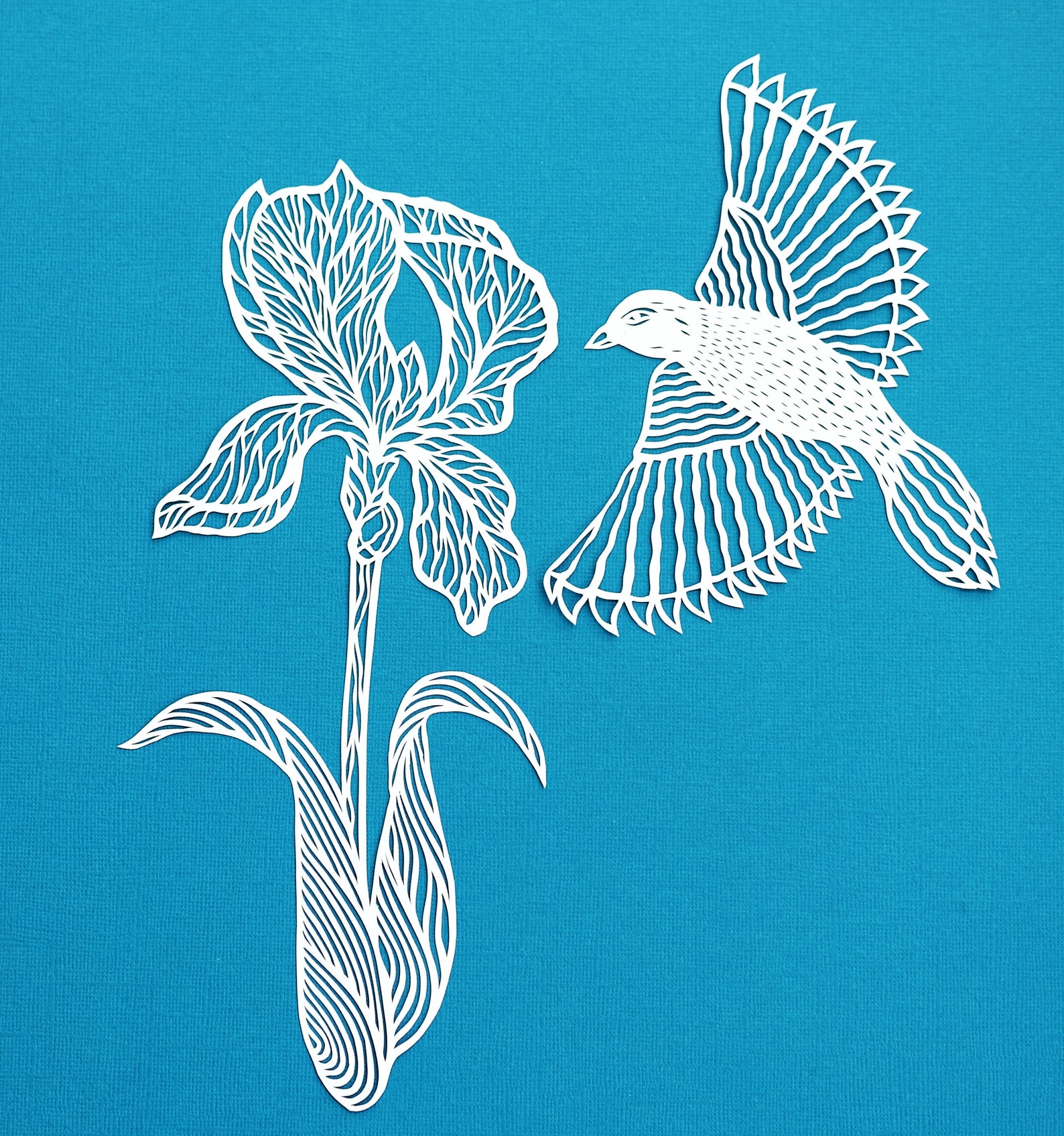 Paper cut art Iris flower hand cut paper art flower floral Etsy