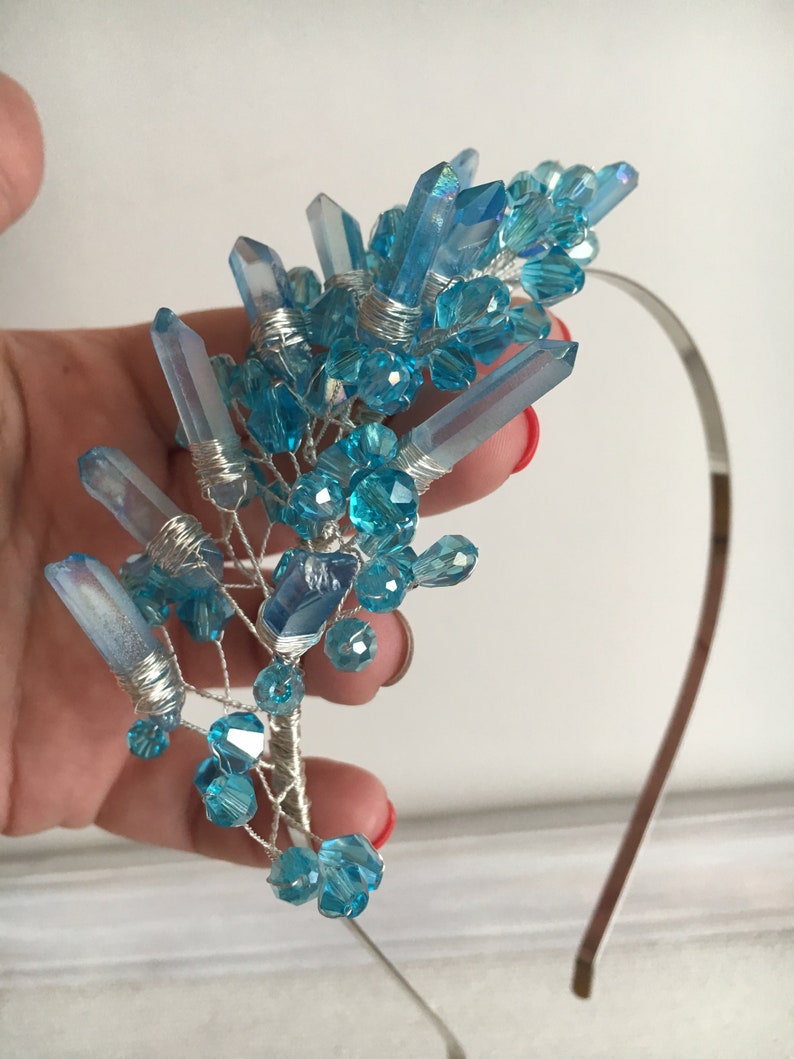 Celestial headpiece Mermaid quartz crown Something blue Quartz | Etsy