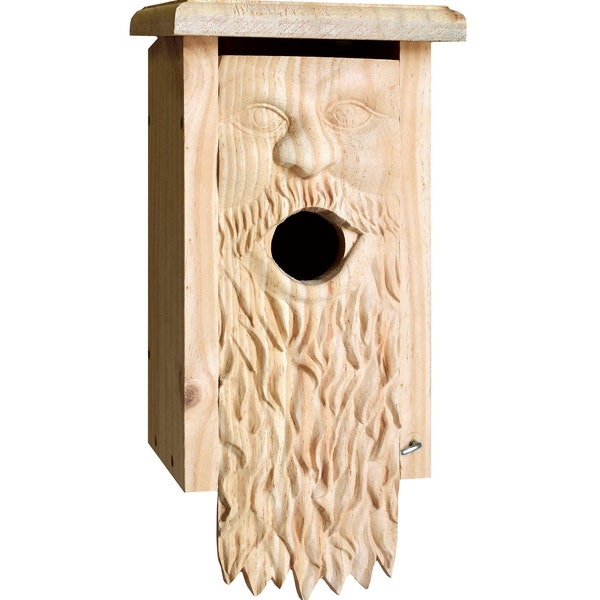 Cedar Bluebird House with Decorative Father Time Carved Face