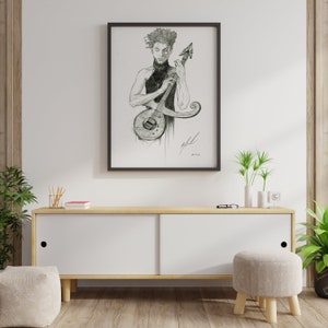 Prince Rogers Nelson Guitar Symbol Art Illustration Print Drawing Sketch A3 Pencil
