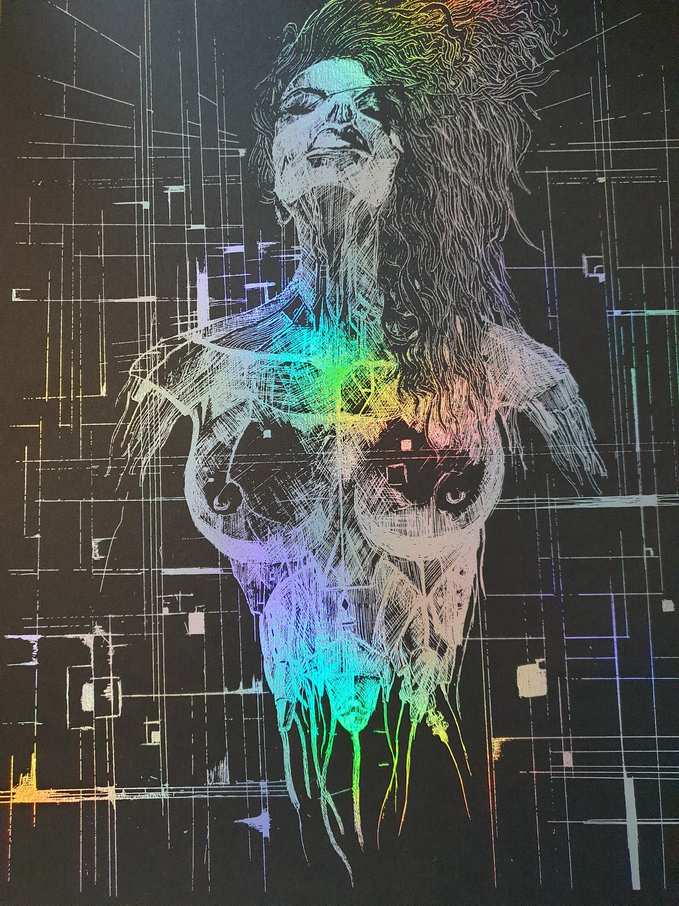 Cyberpunk Art Print Holographic Limited Edition Illustration Etsy
