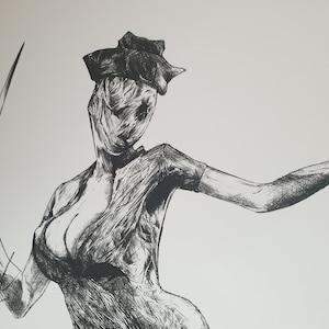 Der Denkende Mann Kunst Gerahmt Radierung Illustration Makaber Etsy