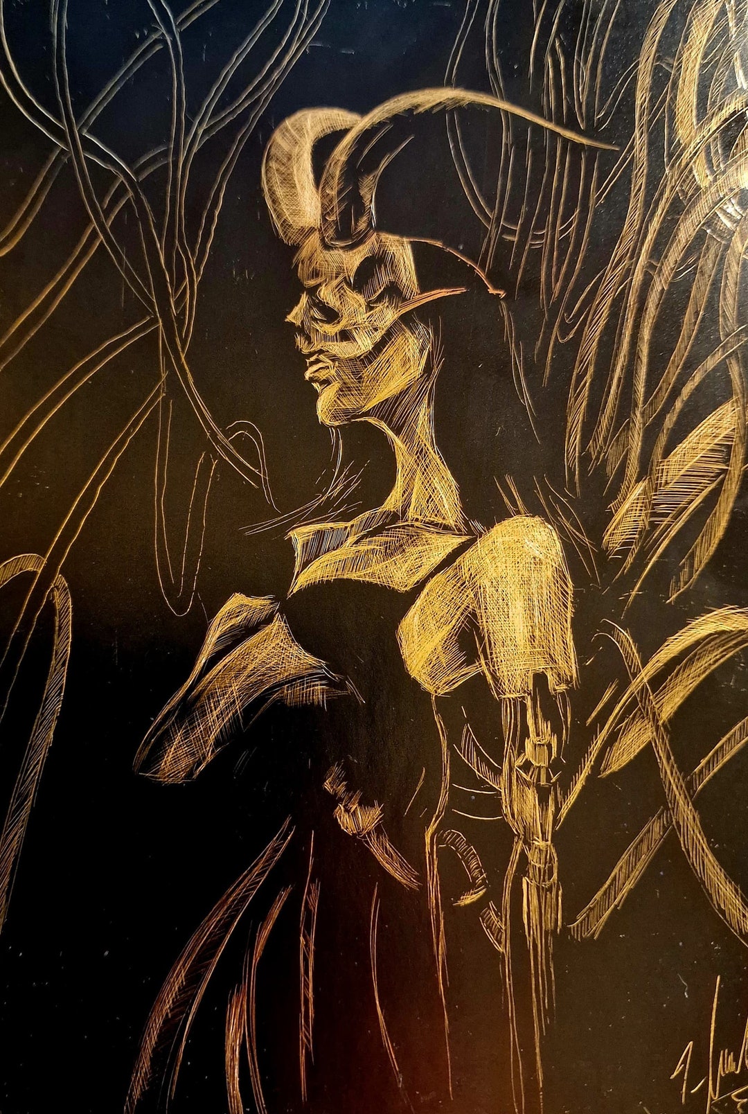 Cyberpunk Gold Foil Etching Etsy