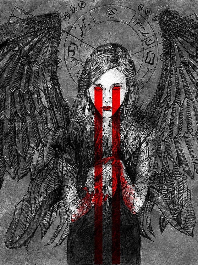 Cryptic Angel Original Art Print Gothic Angel With Skull Macabre Halloween - Etsy