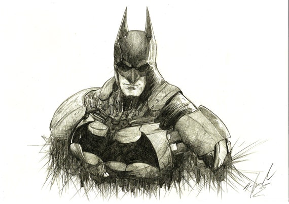 Dark Knight Pencil Sketch Dc Fanart Etsy Dark Knight Pencil Sketch Dc Fanart Etsy