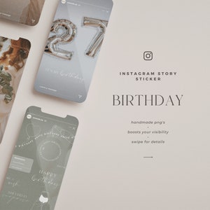 100+ Birthday Anniversary Instagram Story Stickers: Linearts Quotes White Black png happy birthday, congrats, celebration, party, goodnotes