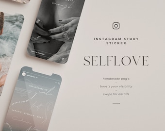 XXL 145+ Self love Instagram story stickers: mindfulness, meditation, selfcare - PNG for TikTok, Goodnotes, Motivation, quotes, linearts