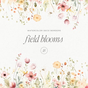 Watercolor Floral Borders: Floral Borders - Wild Flowers - Watercolor Flowers Clipart - Premade Borders - Wedding Clipart - Borders Clipart