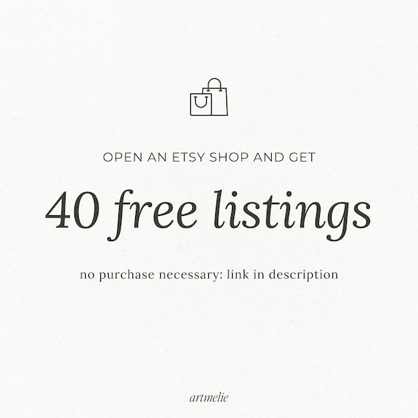 40 free Etsy Listings: free freebie offer no-cost credits code gratis limited offer promotion no charge link in description save for later