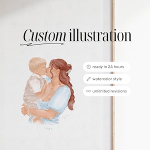 Personalisierte Personen Aquarell Illustration: handgezeichnet, digital oder Print mit Rahmen, Geburtstag Geschenk für Sie, Ihn, Mama, Oma