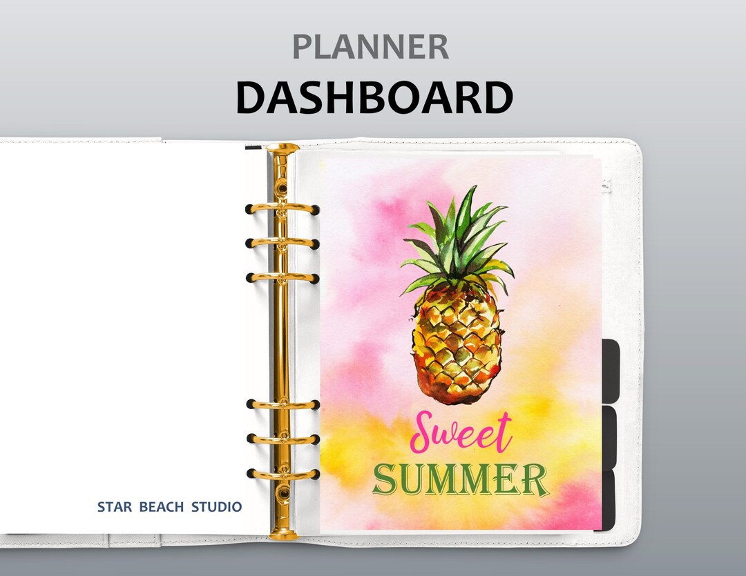 Sweet Summer Pineapple Planner Dashboard Printable, Watercolor Planner