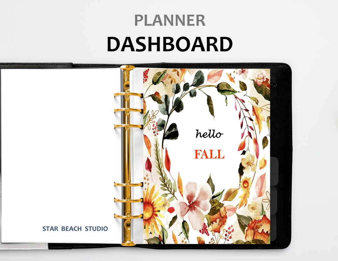 Hello Fall Floral Planner Dashboard Printable, Autumn Watercolor Floral ...