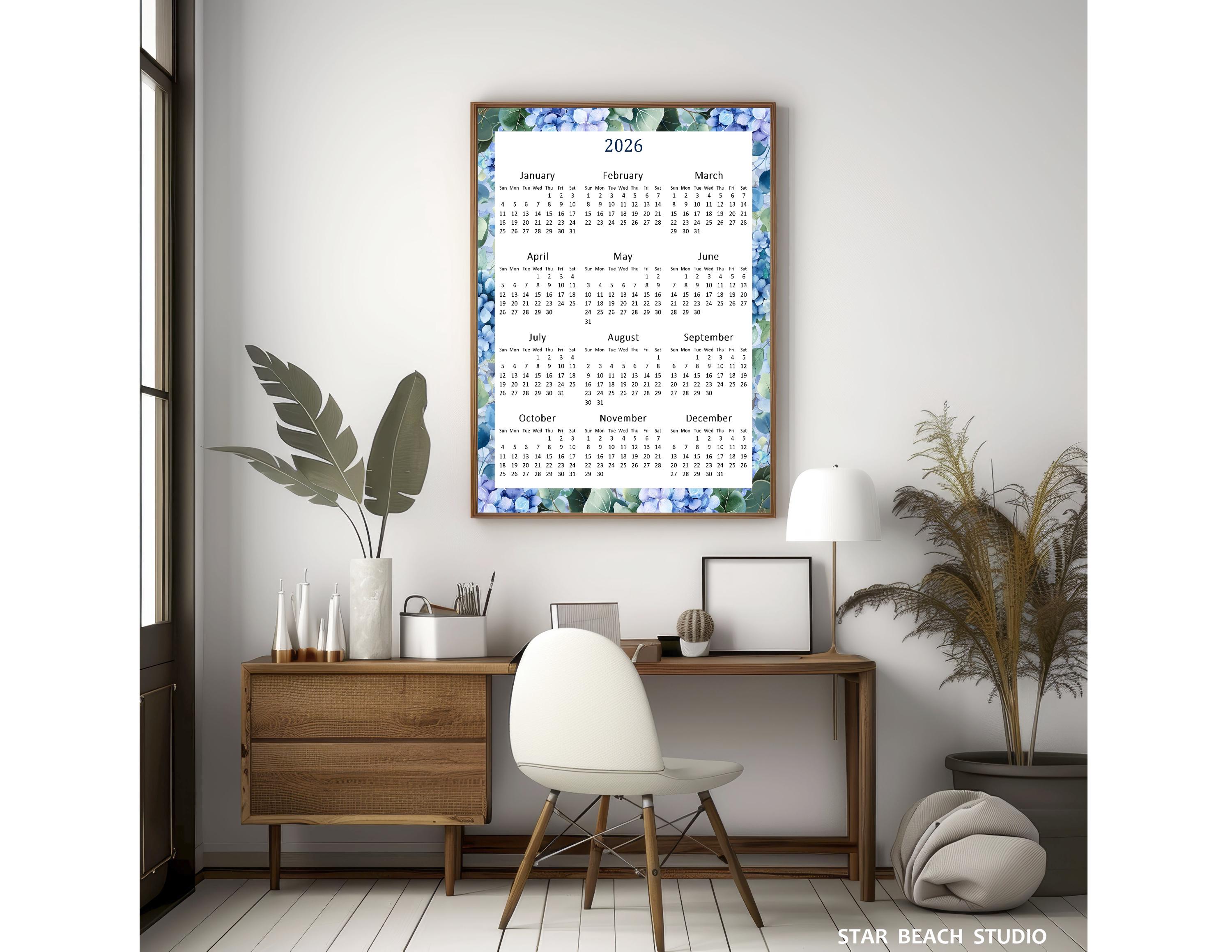 Calendrier 2026 – Calendrier Mural 2026 Avec Papier épais, Calendrier 2026, 37 X 29 Cm, Juillet 2025 à Décembre 2026, Reliure à Double Fil, Grands Blocs Lignés De Couleurs Mélangées