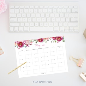 2026 Kalender DRUCKBAR, bearbeitbares PDF, 12-monatiger digitaler Blumenplaner, Wand-Tischkalender, Sun Start, Letter - A4-Größe, Goodnotes Bild 15