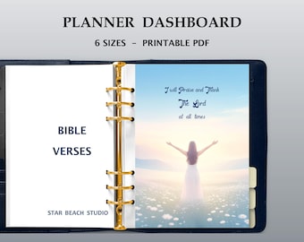 Praise and Thanksgiving Floral Planner Dashboard Printable, US Letter- A5- Half Letter- Happy Planner -Personal -A4 Sizes, goodnotes, PDF