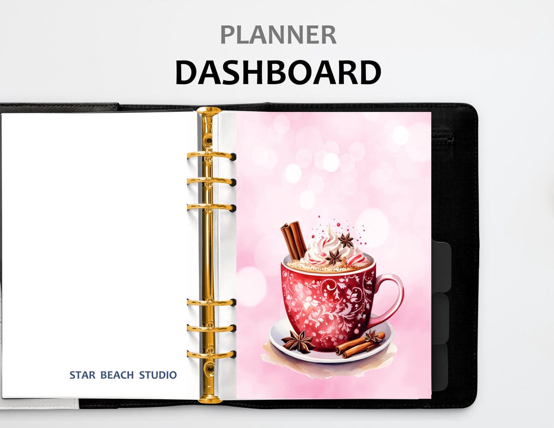 Cozy Coffee Planner Dashboard Printable, Festive Pink Winter Holiday ...