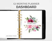 Monthly Floral Planner Dashboard Printable,  Floral Planner Divider Inserts, US Letter - A5- Half Letter - Happy Planner-Personal - A4 Sizes