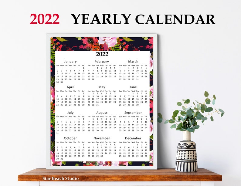 2022 Year Calendar Printable Floral Calendar Watercolor Etsy Hong Kong 2022 Year Calendar Printable Floral Calendar Watercolor Etsy Hong Kong