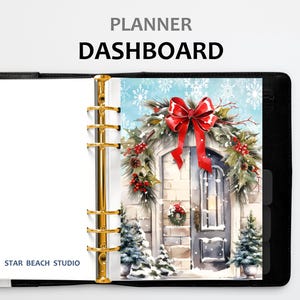 Painel de planejador de porta de neve para varanda frontal de Natal para impressão, carta dos EUA-A5- meia carta - planejador feliz-pessoal - A4 - encarte de planejador de inverno