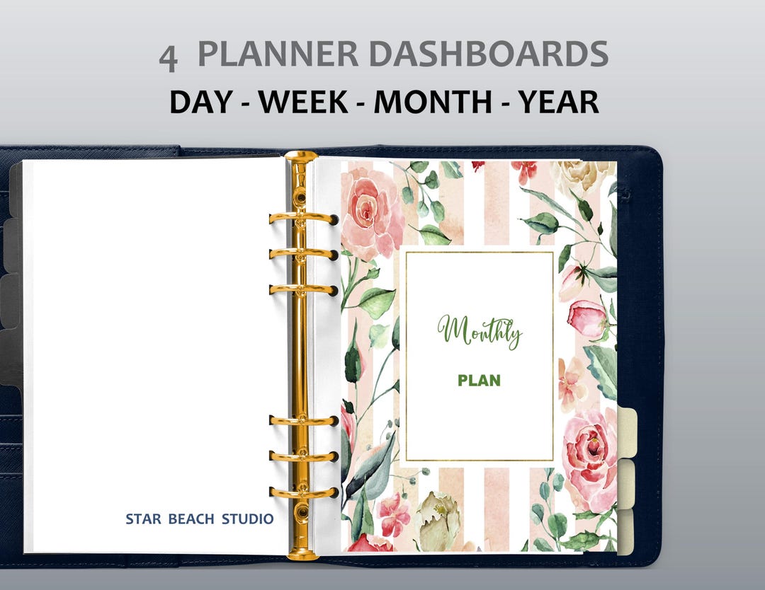 Floral Watercolor Planner Dashboard Set: Weekly, Monthly, Yearly ...